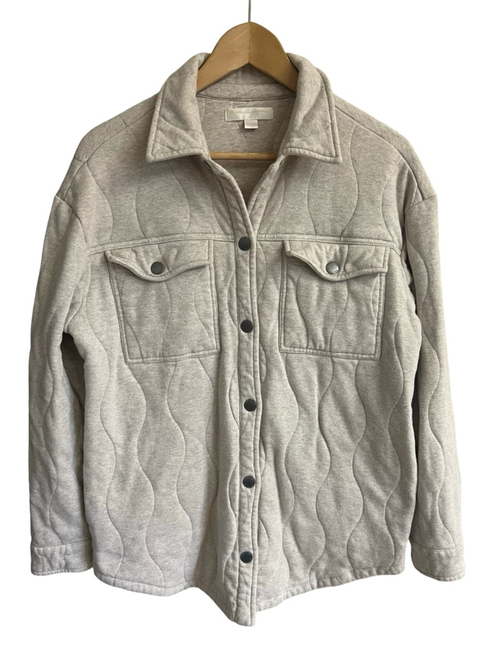 SPIRITUAL GANGSTER Wave Quilted Jacket Shacket Beige Oatmeal Sz XS/S Yoga Cozy